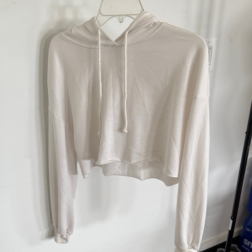 White Cropped Hoodie